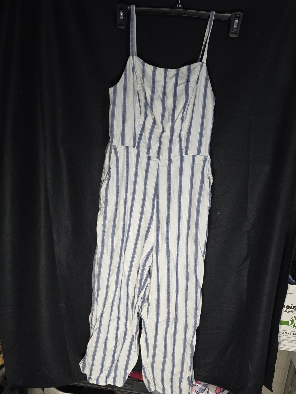 Old Navy Blue and White Striped Spaghetti Strap Jumpsuit